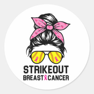 Funny Strike Out Breast Cancer Awareness Softbyll Classic Round Sticker