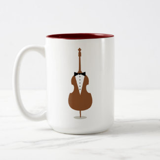 Funny String Bass Music Instrument Two-Tone Coffee Mug