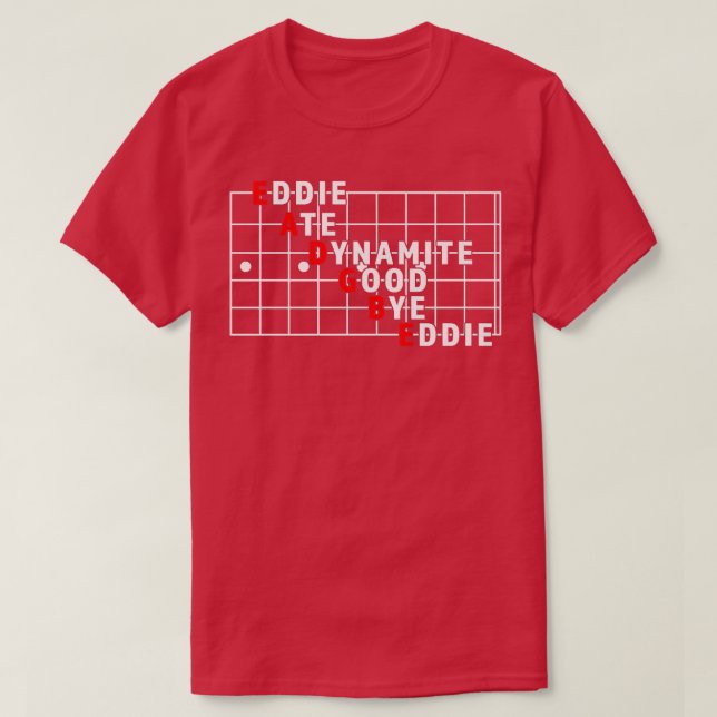Funny String Name Eddie Ate Dynamite Good Bye Eddi T-Shirt (Design Front)