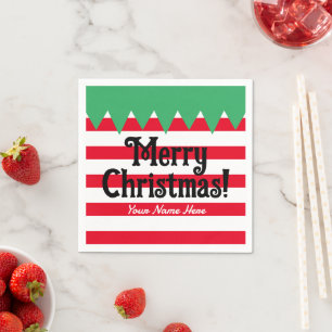 Funny striped elf suit custom Christmas party Napkin