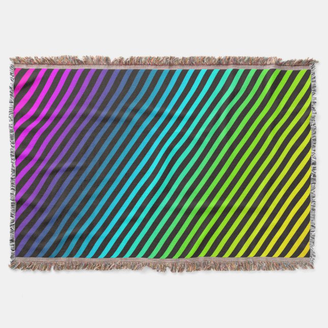 Funny Stripes Pattern - black coloured + your idea Throw Blanket (Front)