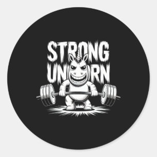 Funny Strong Crucifix Lifting Unicorn  Classic Round Sticker