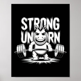 Funny Strong Crucifix Lifting Unicorn Poster