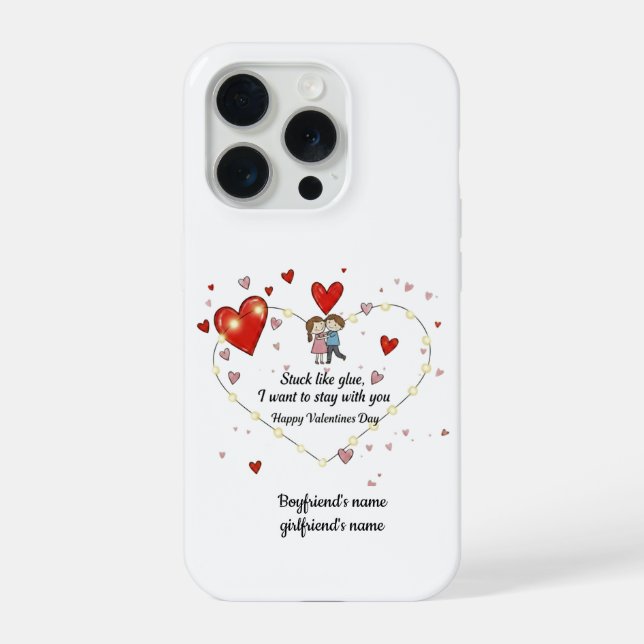 funny stuck like glue personalised couple's iPhone case (Back)