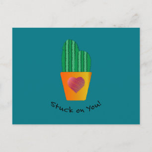 Funny Stuck On You Cactus Holiday Postcard