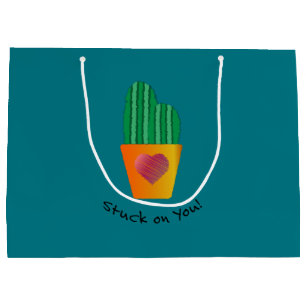 Funny Stuck On You Cactus Large Gift Bag