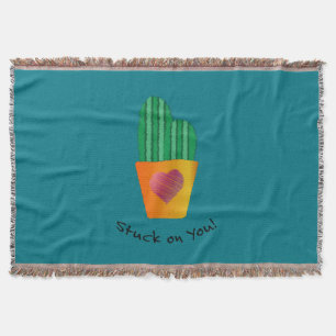 Funny Stuck On You Cactus Throw Blanket
