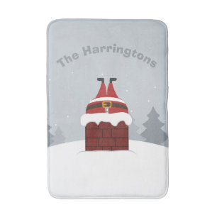 Funny Stuck Santa custom name bath mats