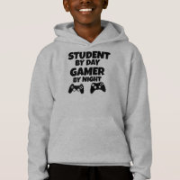 Funny student by day gamer by night boys hoodie