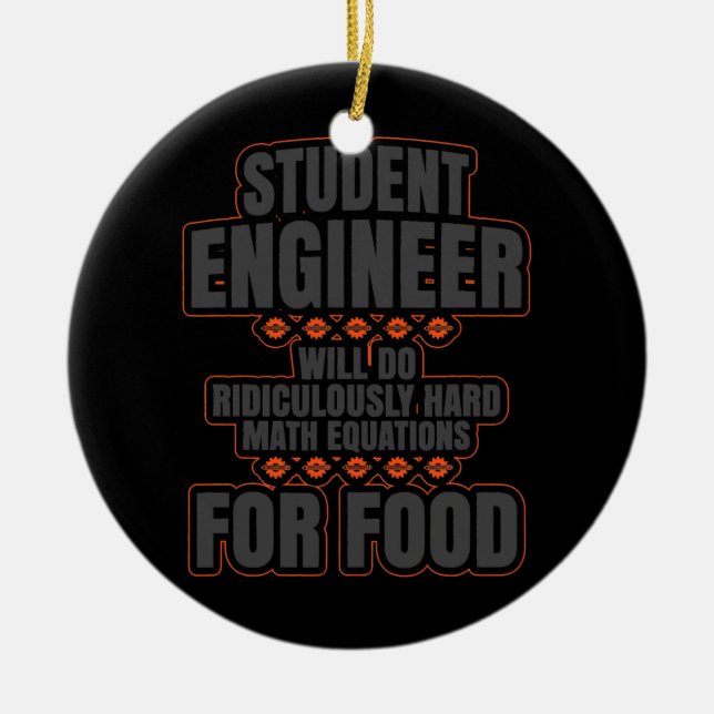 Funny Student Engineer College Student Graduation Ceramic Tree Decoration (Front)
