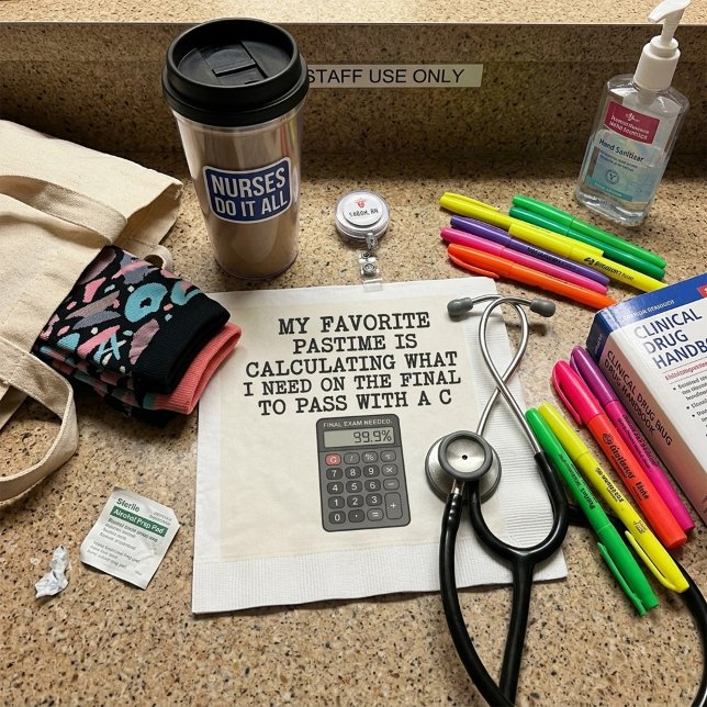 Funny Student Final Exam Calculator Quote  Napkin (Creator Uploaded)