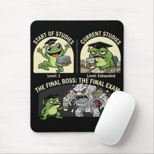 Funny Student Frog Final Exam Level Boss Mouse Mat