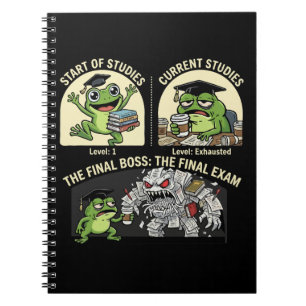Funny Student Frog Final Exam Level Boss Notebook