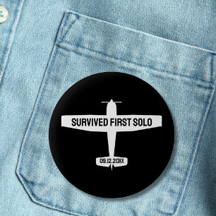 Funny Student Pilot Survived First Solo Aeroplane 6 Cm Round Badge