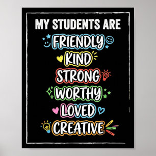 Funny students are kind strong autism awareness poster