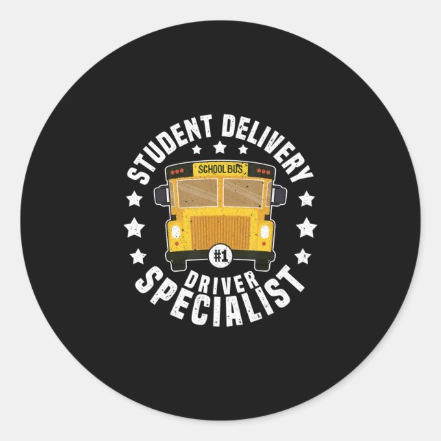 funny students bus-driver school bus drivers classic round sticker (Front)