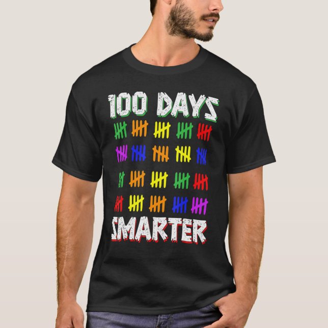 Funny Students Kids 100 Days Smarter 100 Days Of S T-Shirt (Front)