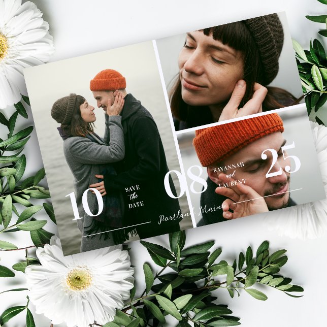Funny & Stylish 3 Multi Photo Wedding Collage  Save The Date (Funny & Stylish 3 Multi Photo Wedding Collage Save the Date Card.)
