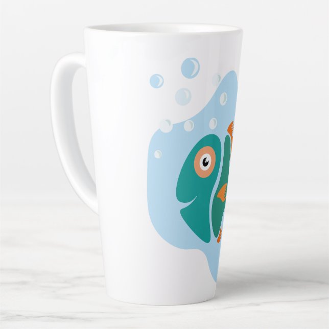 Funny Stylish Fish Latte Mug (Left Angle)