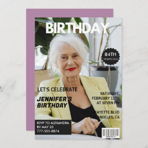 Funny  Stylish Photo Magazine 84th birthday Invitation