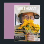 Funny  Stylish Photo Magazine 93rd birthday Invitation<br><div class="desc">Funny  Stylish Photo Magazine 93rd birthday invitations</div>