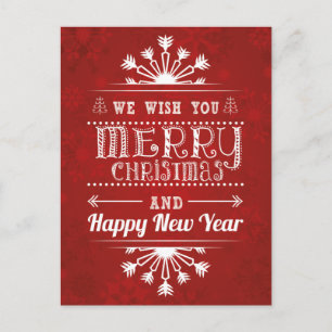 Funny stylish retro Merry Christmas greeting Holiday Postcard