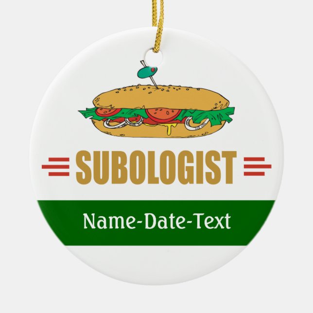 Funny Submarine Sandwich Ceramic Tree Decoration (Front)