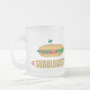 Funny Submarine Sandwich Frosted Glass Coffee Mug