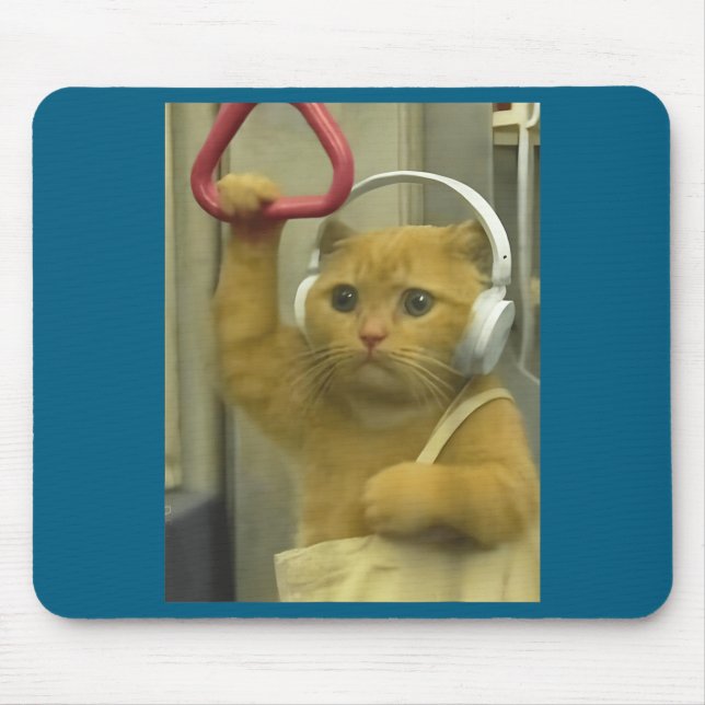 Funny Subway Cat Meme Stud Brainrot Cats Humor Kit Mouse Mat (Front)