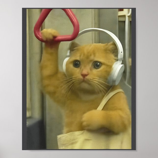 Funny Subway Cat Meme Stud Brainrot Cats Humor Kit Poster (Front)