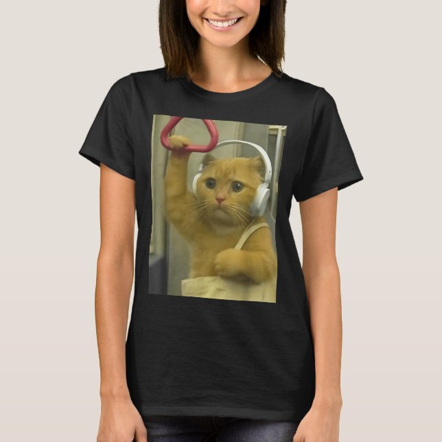 Funny Subway Cat Meme Stud Brainrot Cats Humor Kit T-Shirt (Front)