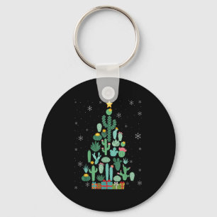 Funny Succulent Christmas Tree Cactus Gardener  Key Ring