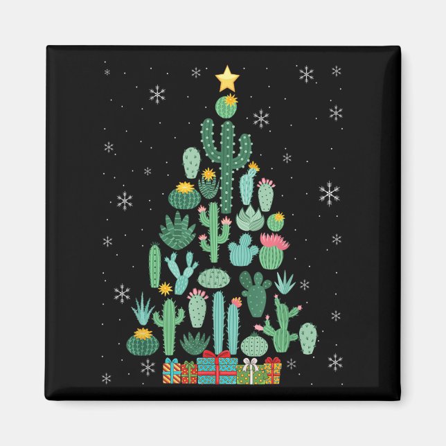 Funny Succulent Christmas Tree Cactus Gardener  Magnet (Front)