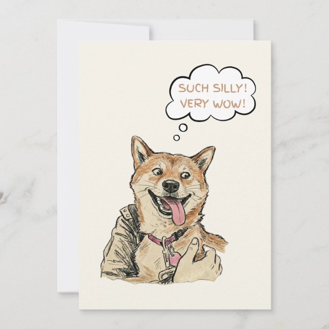 Funny "Such Silly Very Wow" Shiba Inu Doge MemeArt Holiday Card (Front)