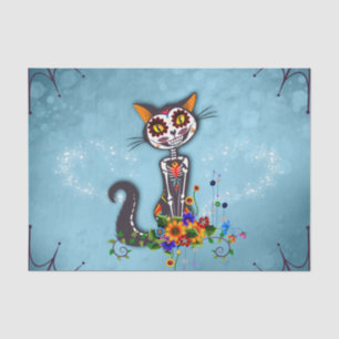 Funny sugar skeleton cat tissue paper