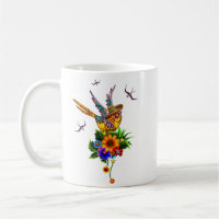 Funny sugar skull bird