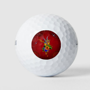 Funny sugar skull bird golf balls