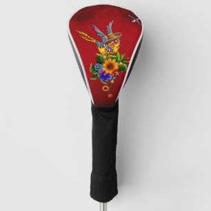Funny sugar skull bird golf head cover