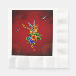 Funny sugar skull bird napkin
