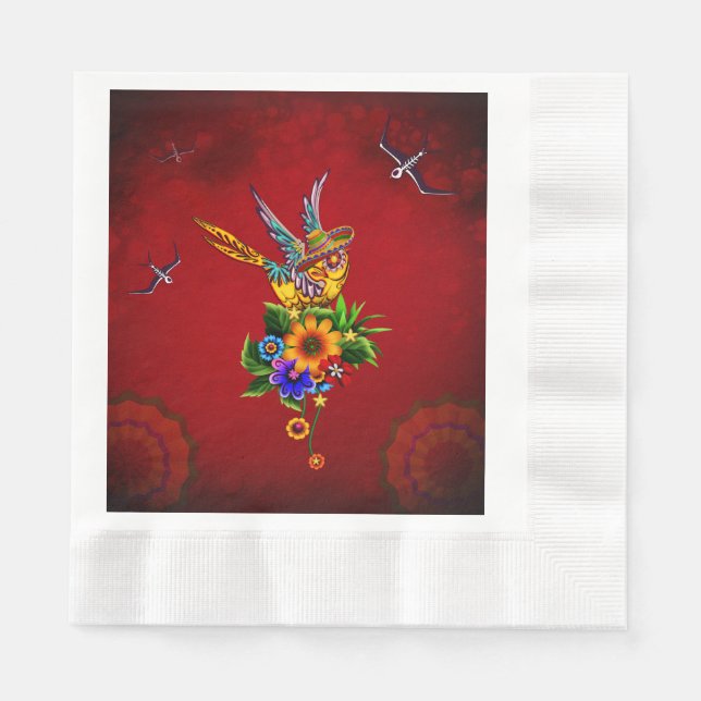 Funny sugar skull bird napkin (Front)