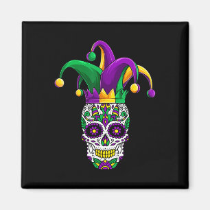 Funny Sugar Skull Mardi Gras Party Apparel  Magnet