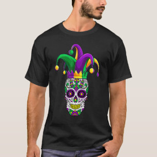 Funny Sugar Skull Mardi Gras Party Apparel, Men Wo T-Shirt