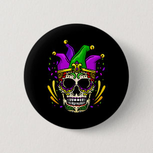 Funny Sugar Skull Mardi Gras Party Apparel Men Wom 6 Cm Round Badge