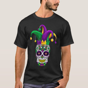 Funny Sugar Skull Mardi Gras Party Apparel T-Shirt