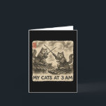 Funny Sumi-e Kawaii Ink Painting Japanese My Cats  Card<br><div class="desc">Funny Sumi-e Kawaii Ink Painting Japanese My Cats At 3am</div>