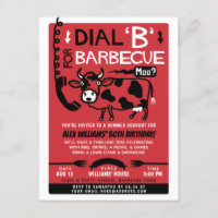 Funny Summer Barbecue Cookout | Retro 60s BBQ Cow