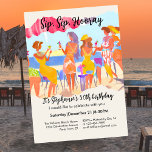 Funny Summer Beach Cocktail Women's 50th Birthday Invitation<br><div class="desc">Get the party started with this bold and sunny 50th birthday invitation! The top features the joyful phrase “Sip, Sip, Hooray” above a colourful graphic of stylish ladies toasting on the beach. The bottom text reads "It’s [Name]’s [Age] Birthday” — all customisable to fit your guest of honour and event...</div>
