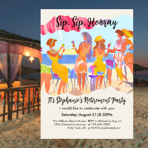 Funny Summer Beach Cocktail Women's Retirement Invitation