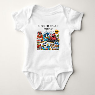 Funny Summer Beach Party Animals - DJ Octopus & Su Baby Bodysuit