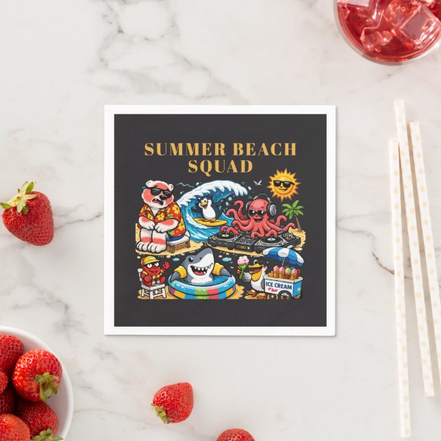 Funny Summer Beach Party Animals - DJ Octopus & Su Napkin (Insitu)